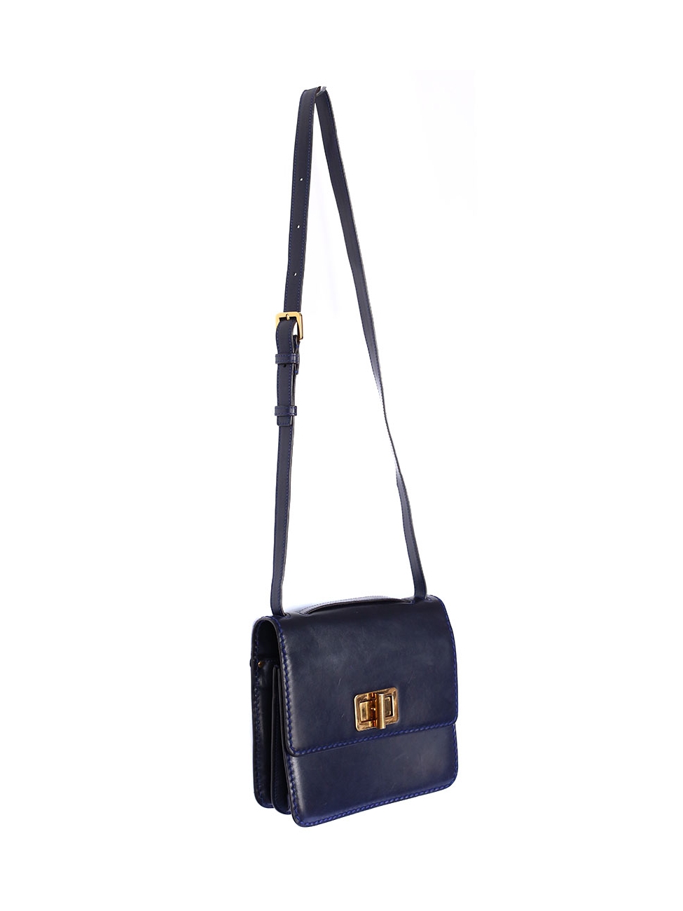 blue leather cross body bolsa