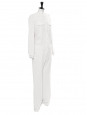 White light grey crepe long sleeves jumpsuit Retail price €395 Size 38