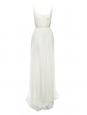 Robe de mariée JADE décolletée dos nu en mousseline de soie plissée blanc Prix boutique 4800€ Taille 34