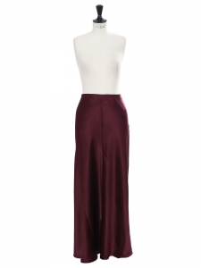 Merlot burgundy silk-satin maxi skirt Retail price $445 Size 40