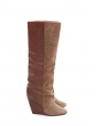 Camel brown suede and leather wedge boots Retail price €750 Size 37