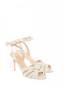 Cream white leather ankle strap heel sandals Retail price €620 Size 39