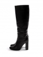 Black leather wooden heel boots Retail price €1000 Size 38.5