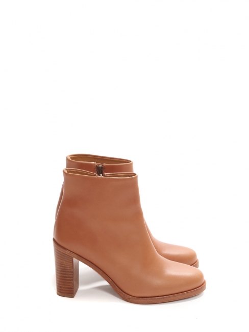 CHIC Brown leather ankle heel boots Retail price 360€ Size 37