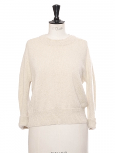 Beige cream round neck cashmere sweater Retail price €700 Size S