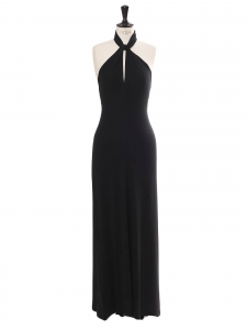 Black fitted maxi dress with plunging open back Retail price €900 Size 36
