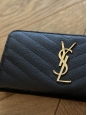MONOGRAMME black textured leather long zipped wallet with gold signature NEW Retail price €595