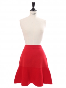 Bright red cashmere and jersey high waist flared skirt Retail price €800 Size 36