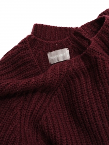 Burgundy red heavy knit alpaga and wool blend sweater Retail price €350 Size S