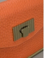 Sac clutch SALLY en cuir grainé rouge orangé Px boutique 850€