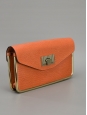Orange red grained leather clutch bag Retail price 850€