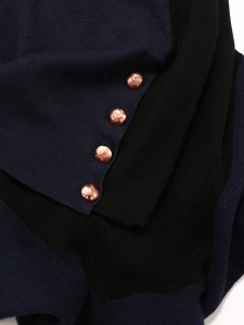 Robe col roulé manches longues en maille de laine bleu marine Prix boutique $475 Taille XS