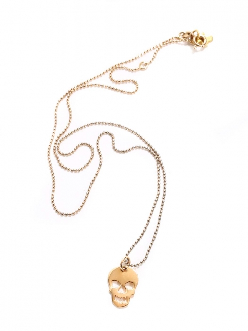 GAG & LOU thin gold chain necklace and skull pendant