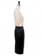 Jupe crayon taille haute en satin de soie noire Prix boutique 400€ Taille 36