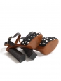 Sandales à talon en raffia et tissu à pois noir et blanc Prix boutique 695€ Taille 37