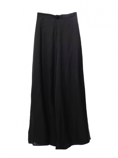 High waist wide-leg black satin pants Retail price €540 Size 36