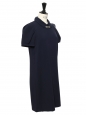 Robe RUTHY manches courtes en jersey bleu marine noeud crystal argent