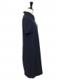 Robe RUTHY manches courtes en jersey bleu marine noeud crystal argent