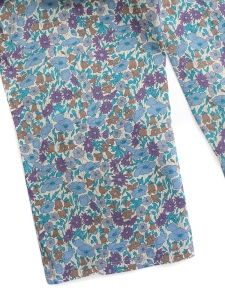 MONIQUE VAN HEIST blue green and beige liberty flower print cotton pants Size 40