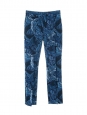 Pantalon slim fit taille haute en brocart bleu et noir Prix boutique $420 Taille 34