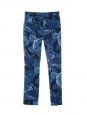 Pantalon slim fit taille haute en brocard bleu et noir Prix boutique $420 Taille 34