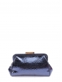 Metallic blue textured leather wallet clutch Retail price €400
