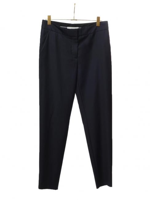 Pantalon tailleur slim fit à pli en crêpe de laine bleu nuit Px boutique $560 Taille 42