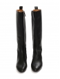 Black leather knee high flat boots Retail price €650 Size 38.5
