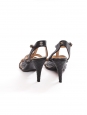 Black leather heel sandals embellished with gold stars Retail price €1500 Size 37