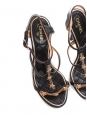 Sandales à talon en cuir noir et étoiles dorées Prix boutique 1500€ Taille 37,5
