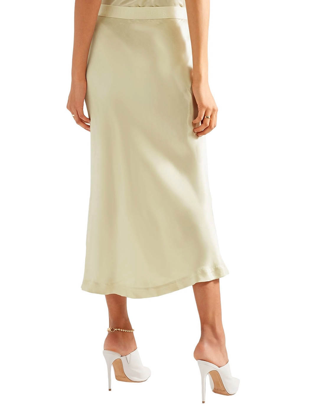 Boutique BY MALENE BIRGER Kimberley cream white satin midi length skirt  Retail price $495 Size XL