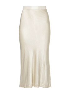 Jupe longue Kimberley en satin blanc ivoire / jaune pâle Prix boutique $495 Taille XL