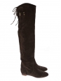 Chocolate brown suede over-the-knee flat boots Retail price €1190 Size 36