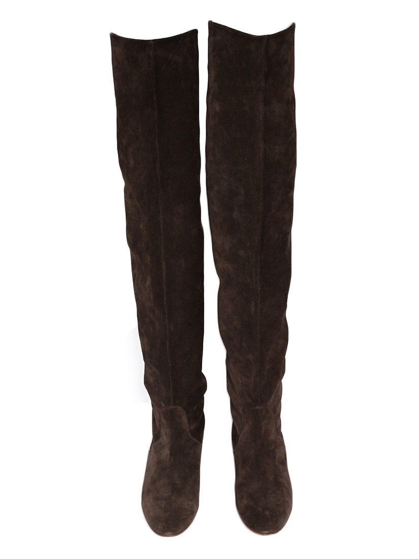 Louise Paris - CHLOE Chocolate brown suede over-the-knee flat boots ...