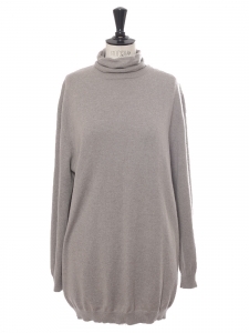 Beige grey cashmere wool turtleneck sweater Retail price €480 Size XL