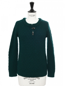 Dark green wool heavy Irish knit sweater Retail price €290 Size XS