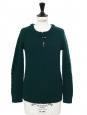 Pull col rond en grosse maille irlandaise de laine vert foncé Prix boutique 290€ Taille XS