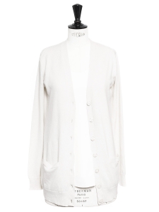 Gilet cardigan en pur cachemire blanc ivoire Prix boutique 300€ Taille S