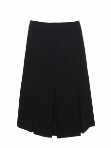 Midi length pleated high waist black crepe skirt Retail price €1000 Size 36/38