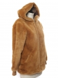 Camel brown faux fur hooded coat Retail price €500 Size XS