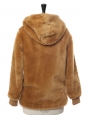 Veste manteau à capuche en fausse fourrure marron camel Prix boutique 500€ Taille XS