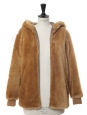Veste manteau à capuche en fausse fourrure marron camel Prix boutique 500€ Taille XS