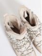 Winter cream white leather and shearling flat boots Size 37