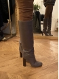Tan brown leather wooden heel boots Retail price €1000 Size 37.5