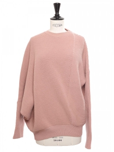 Old pink ribbed wool crew neck asymmetric sweater Retail price €750 Size S to M