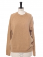 Beige camel thick cashmere round neck sweater Retail price $495 Size M
