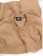 Beige camel thick cashmere round neck sweater Retail price $495 Size M
