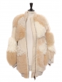 Beige, light pink and camel oversized shearling fur and leather jacket Retail price €5750 Size 40 to 44