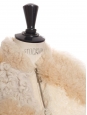 Beige, light pink and camel oversized shearling fur and leather jacket Retail price €5750 Size 40 to 44