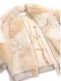 Beige, light pink and camel oversized shearling fur and leather jacket Retail price €5750 Size 40 to 44